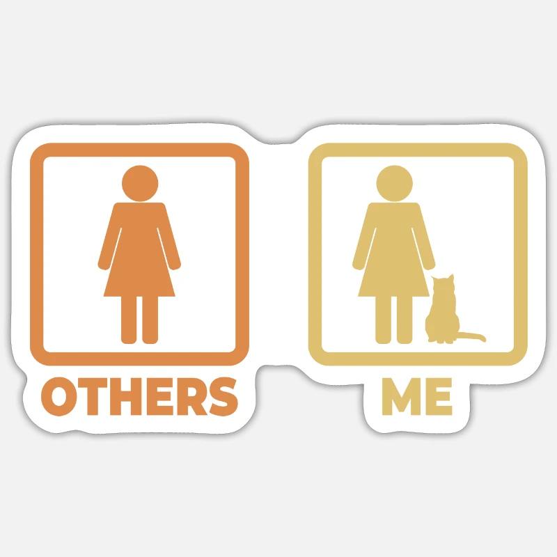 Figurine bâton d’amant de chat - Sticker taille S (10 x 10 cm) - blanc mat