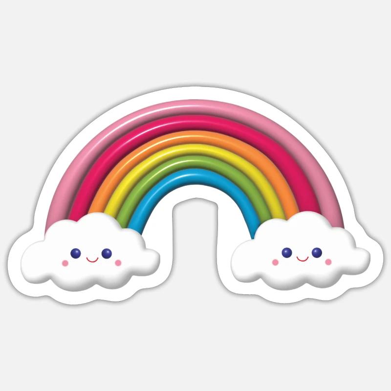 Regenbogen Luftballoon - Sticker Größe S (10 x 10 cm) - Mattweiß