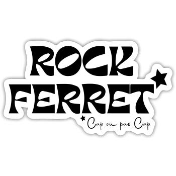 Rock Ferret - Sticker taille S (10 x 10 cm) - blanc mat - Devant