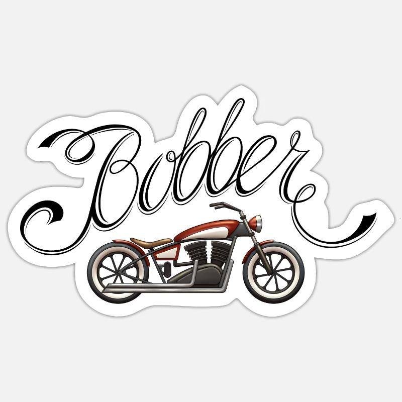 Bobber Motorrad - Sticker Größe S (10 x 10 cm) - Mattweiß