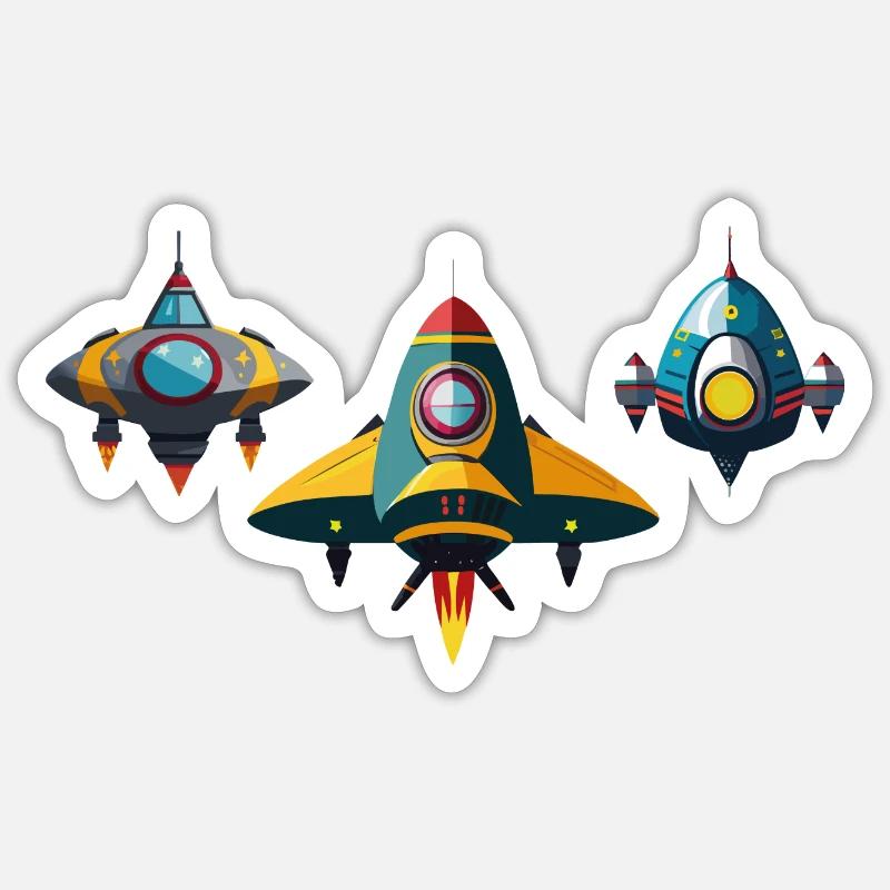 raumschiffe - Sticker Größe S (10 x 10 cm) - Mattweiß
