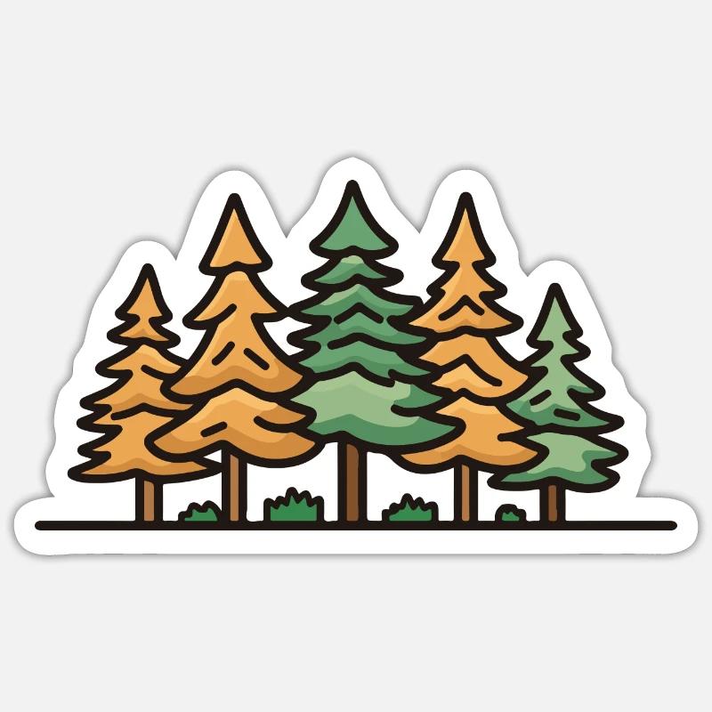 Wald Landschaft Bäume - Sticker Größe S (10 x 10 cm) - Mattweiß