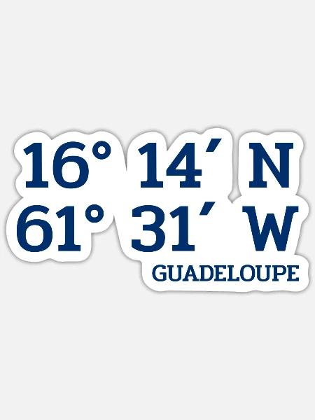 Guadeloupe Coordinates - Koordinaten - Karibik - Sticker Größe S (10 x 10 cm) - Mattweiß
