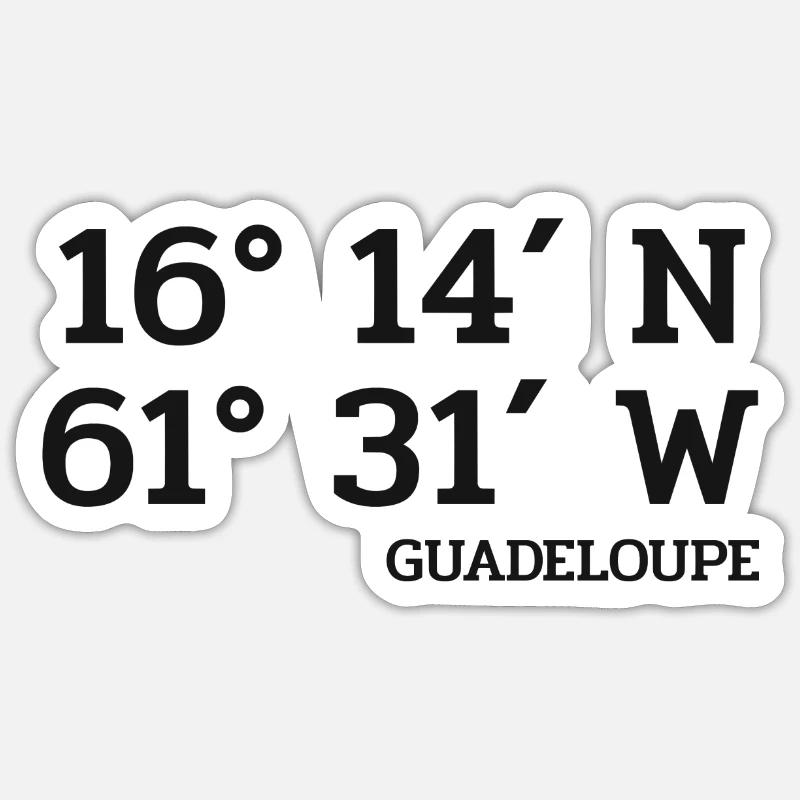 Guadeloupe Coordinates - Coordinates - Caribbean Sticker size S (10 x 10 cm)