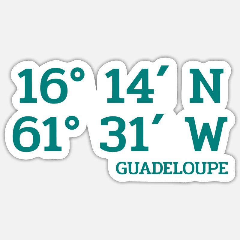 Guadeloupe Coordinates - Coordinates - Caribbean Sticker size S (10 x 10 cm)