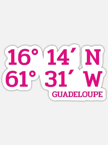 Guadeloupe Coordinates - Koordinaten - Karibik - Sticker Größe S (10 x 10 cm) - Mattweiß