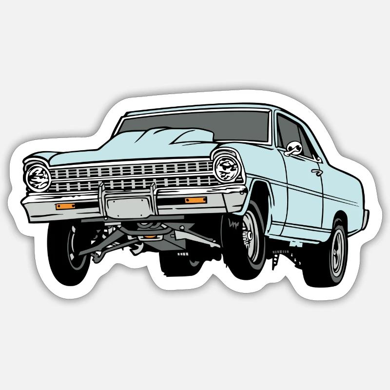 Dragster turkis - Sticker Größe S (10 x 10 cm) - Mattweiß
