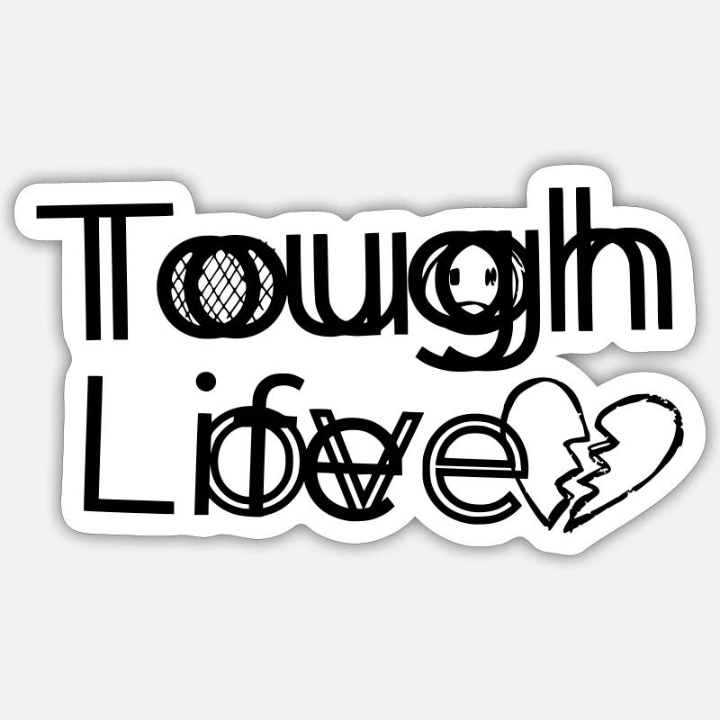 Vie dure / Amour ( Emo ) - Sticker taille S (10 x 10 cm) - blanc mat
