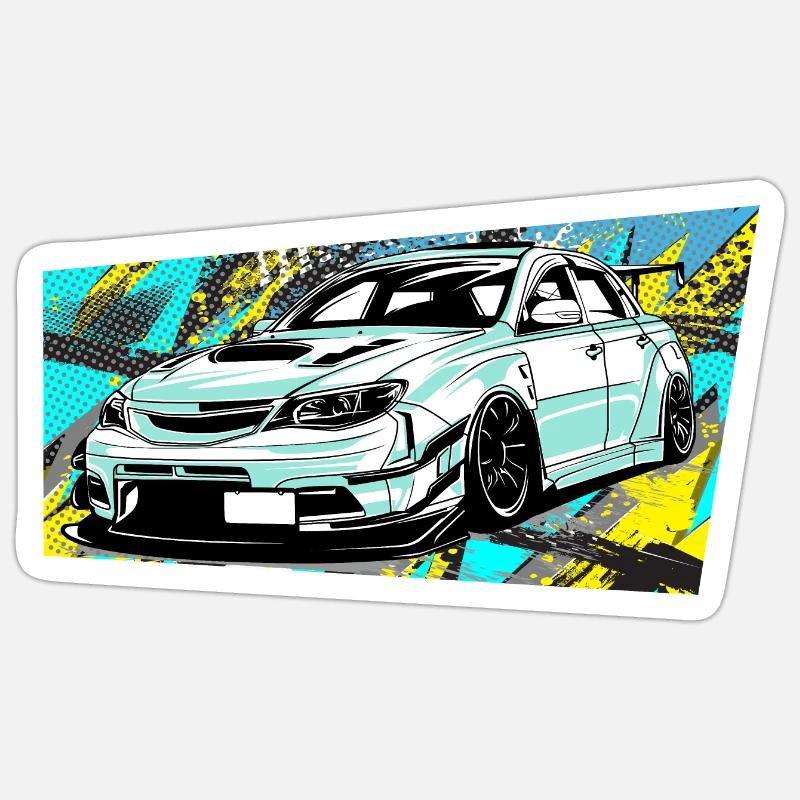 Car comic style - Sticker Größe S (10 x 10 cm) - Mattweiß