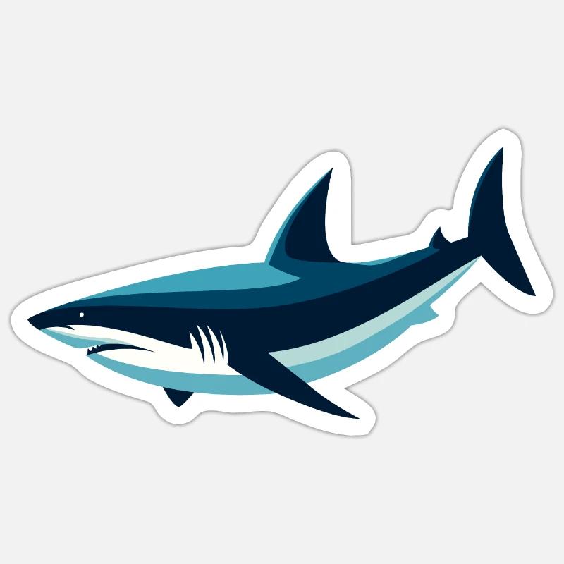 Requin stylisé - Sticker taille S (10 x 10 cm) - blanc mat