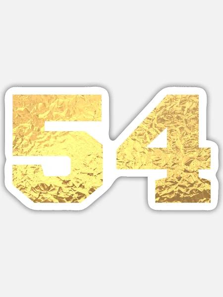 Nummer 54 Gold Glitter - 54. Jahrestag - Sticker Größe S (10 x 10 cm) - Mattweiß