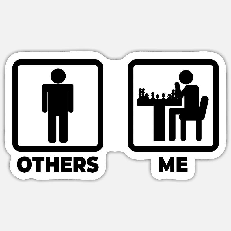 Funny chess player - Sticker size S (10 x 10 cm) - white matte