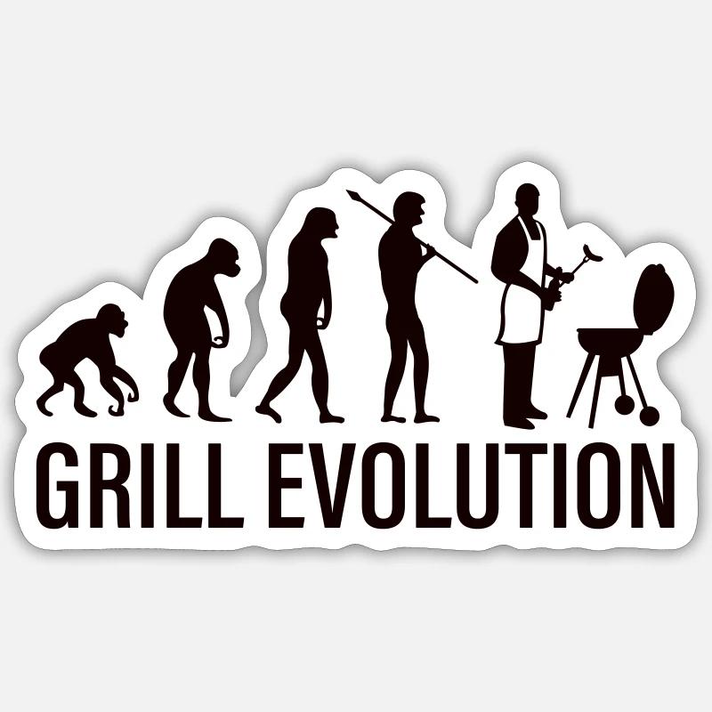 Evolution du gril - Sticker taille S (10 x 10 cm) - blanc mat
