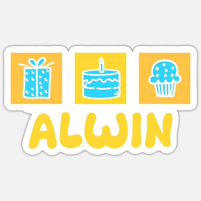 First name Alwin - Sticker size S (10 x 10 cm) - white matte