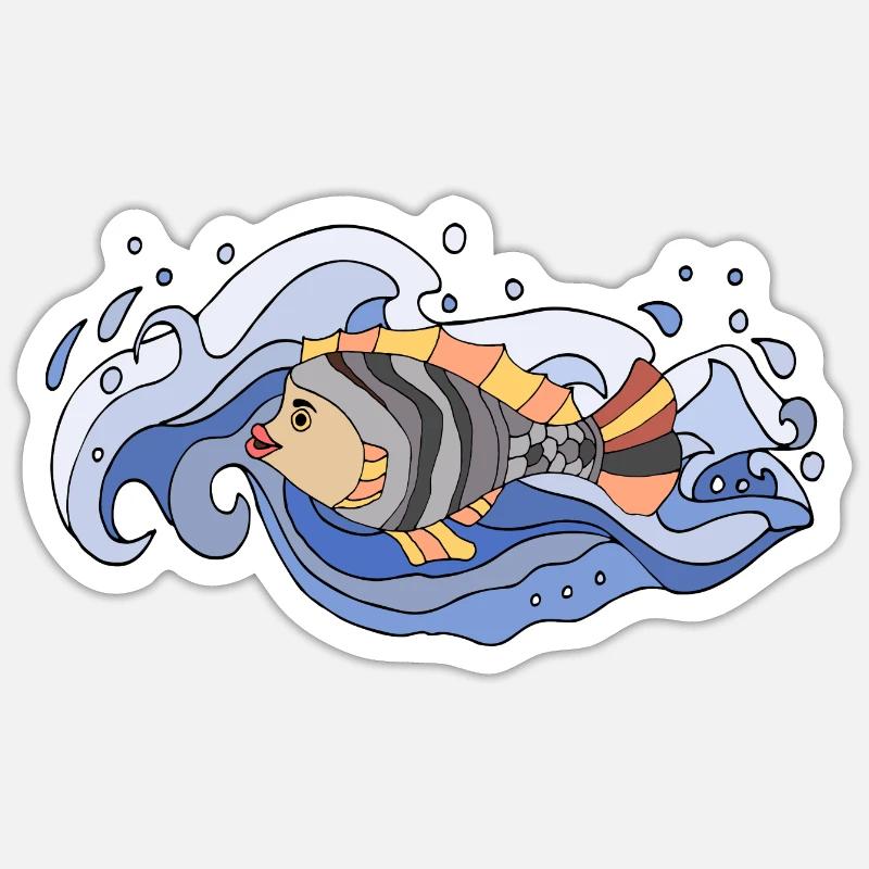Poisson - Sticker taille S (10 x 10 cm) - blanc mat