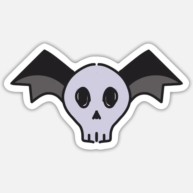 Conception de crâne ailé - Sticker taille S (10 x 10 cm) - blanc mat