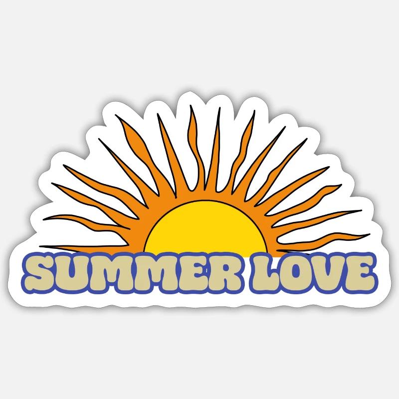 Été Amour Rétro Soleil - Sticker taille S (10 x 10 cm) - blanc mat