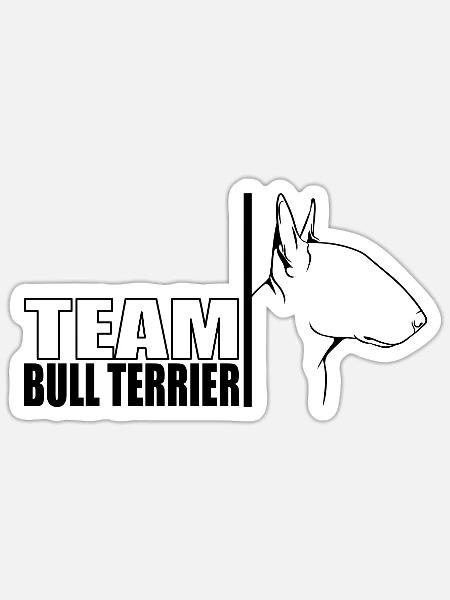 TEAM Bull Terrier Hunde Hund Wilsigns - Sticker Größe S (10 x 10 cm) - Mattweiß