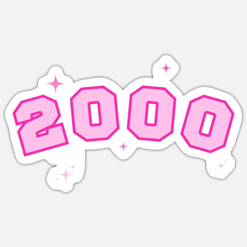 2000 Pink Star - Sticker size S (10 x 10 cm) - white matte