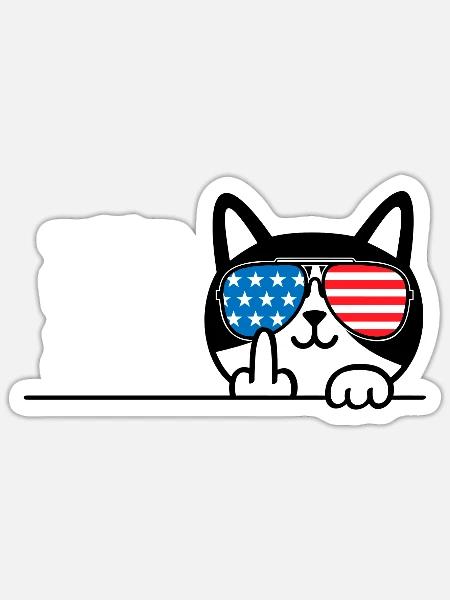 Ich bin nicht 59, ich bin 58 plus 1 Mittelfinger Katzenflip - Sticker Größe S (10 x 10 cm) - Mattweiß