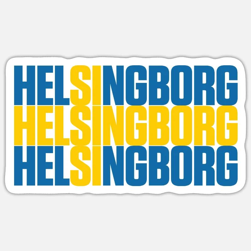 Helsingborg Sweden Flag - Sticker size S (10 x 10 cm) - white matte