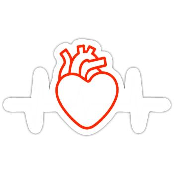 Heartbeat Love Anatomy Medical Heartbeat Line - Sticker size S (10 x 10 cm) - white matte - Front