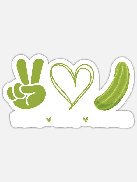 Peace Love Pickles - Fun Pickle Liebhaber - Sticker Größe S (10 x 10 cm) - Mattweiß