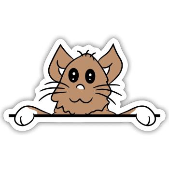Hübsche Kleine Katze Guckt Versteckt Hinter Mauer - Sticker Größe S (10 x 10 cm) - Mattweiß - Vorne