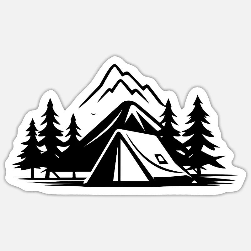 Tentes de camping - Sticker taille S (10 x 10 cm) - blanc mat