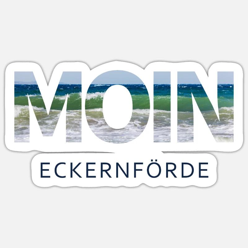 Moin Eckernförde mit Welle - Sticker Größe S (10 x 10 cm) - Mattweiß