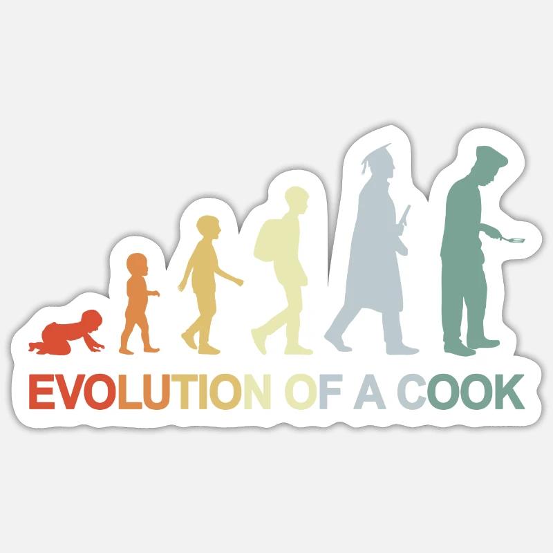 Evolution d’un cuisinier - Sticker taille S (10 x 10 cm) - blanc mat