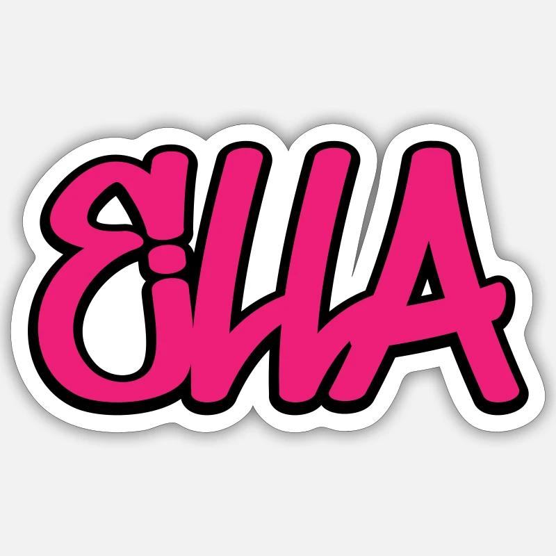 Ella Nom Graffiti Hip Hop - Sticker taille S (10 x 10 cm) - blanc mat