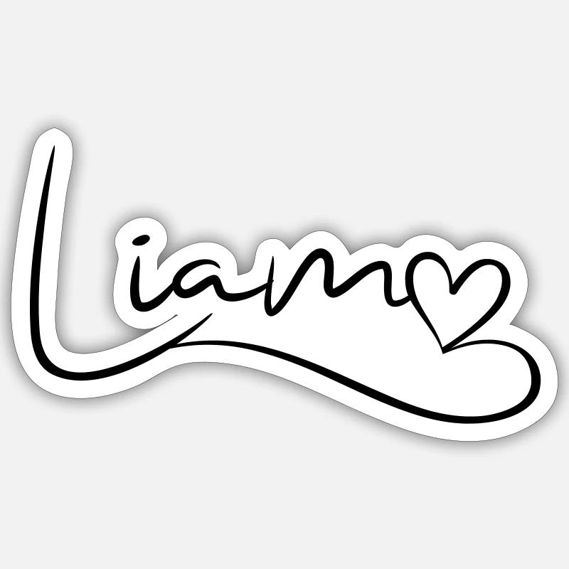 Liam Name First Name Heart Decor Sticker size S (10 x 10 cm)