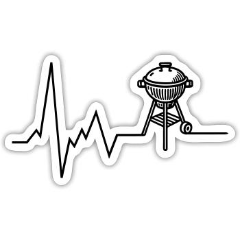 Heartbeat BBQ Grill Grilling - Sticker size S (10 x 10 cm) - white matte - Front