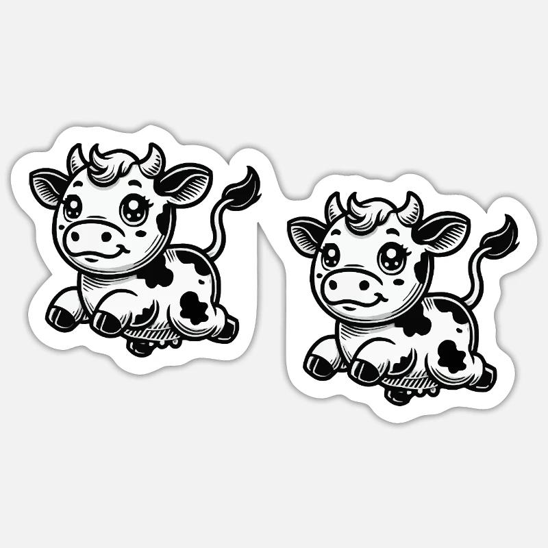 Bande dessinée de vache - Sticker taille S (10 x 10 cm) - blanc mat