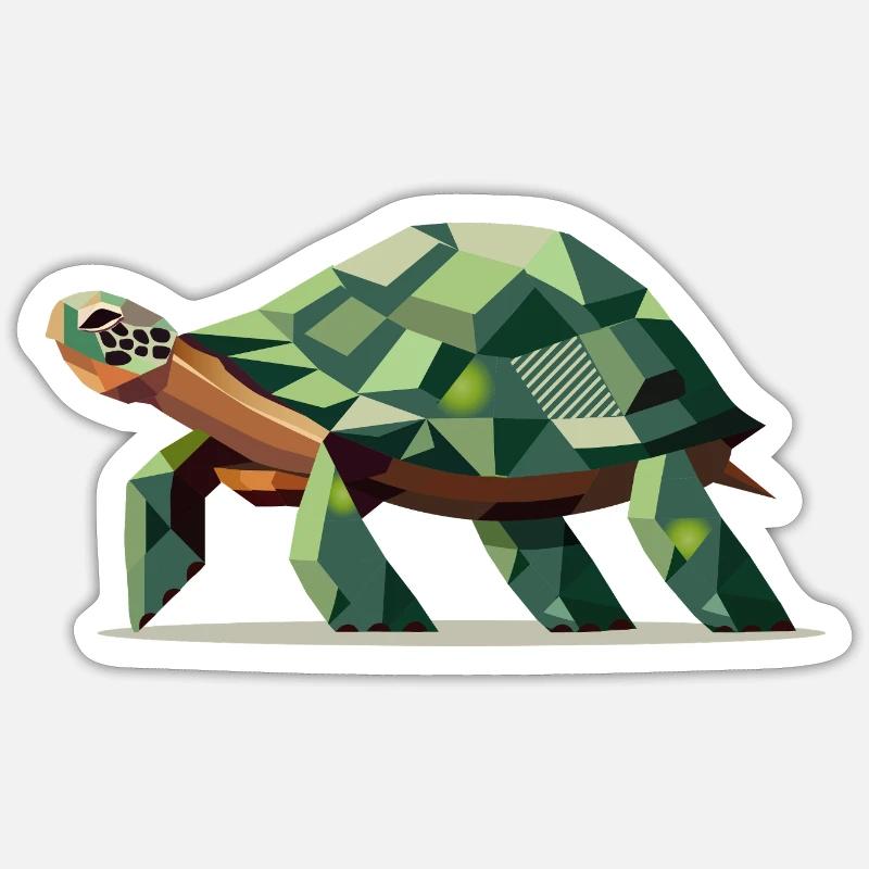 Stylized turtle in polygonal design - Sticker size S (10 x 10 cm) - white matte