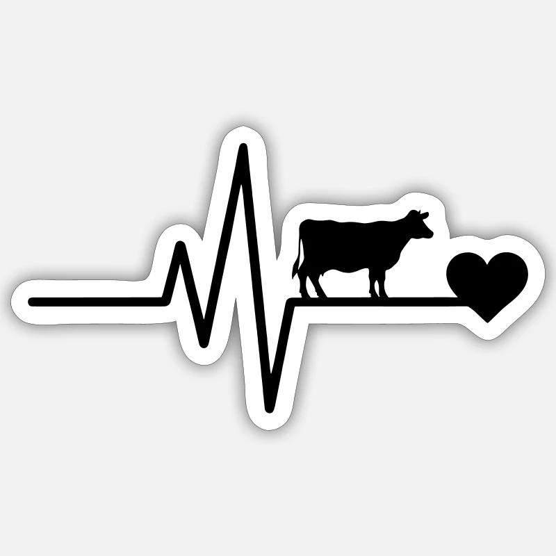 t Kuhbauer Herzschlag - Sticker Größe S (10 x 10 cm) - Mattweiß