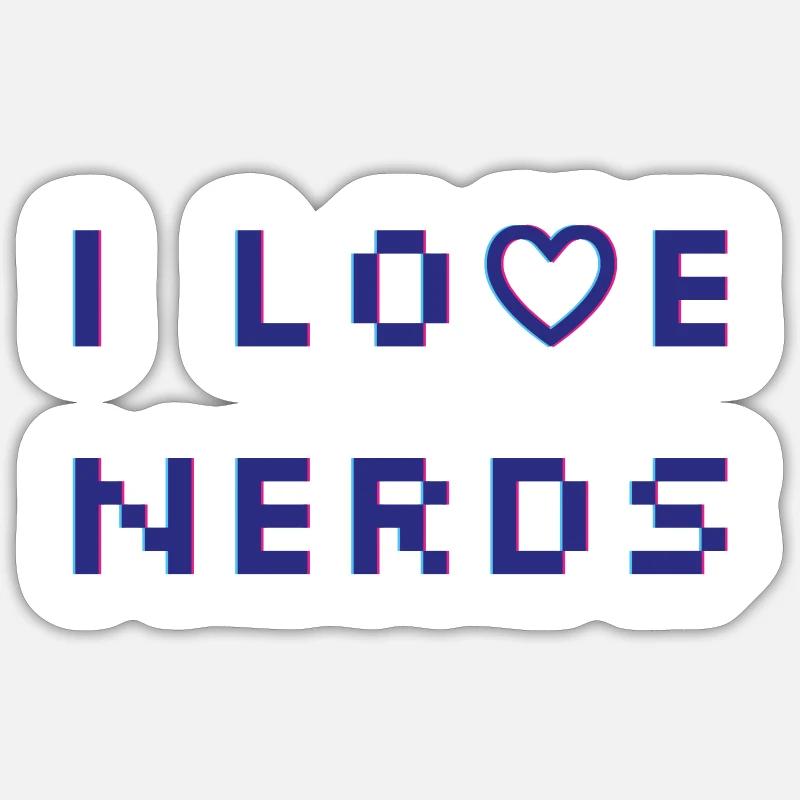 J’adore les nerds - Sticker taille S (10 x 10 cm) - blanc mat