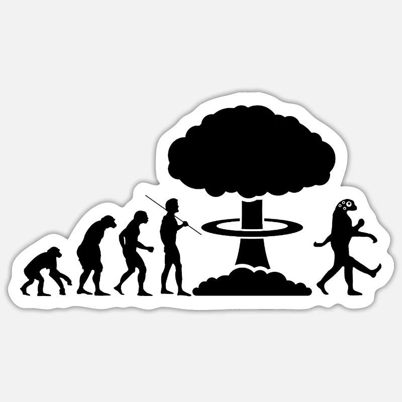 évolution nucléaire - Sticker taille S (10 x 10 cm) - blanc mat