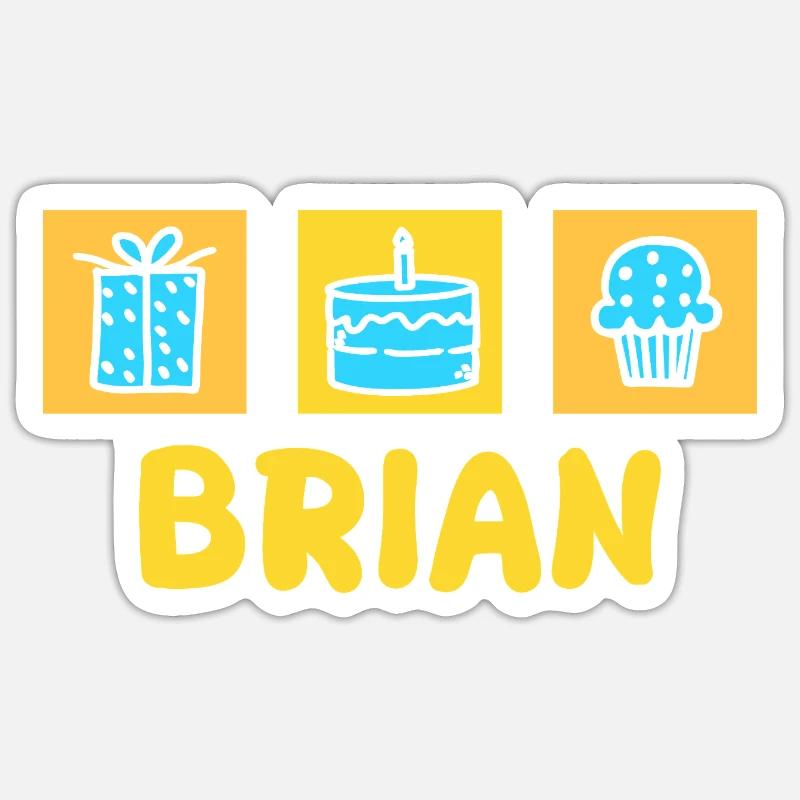 Prénom Brian - Sticker taille S (10 x 10 cm) - blanc mat