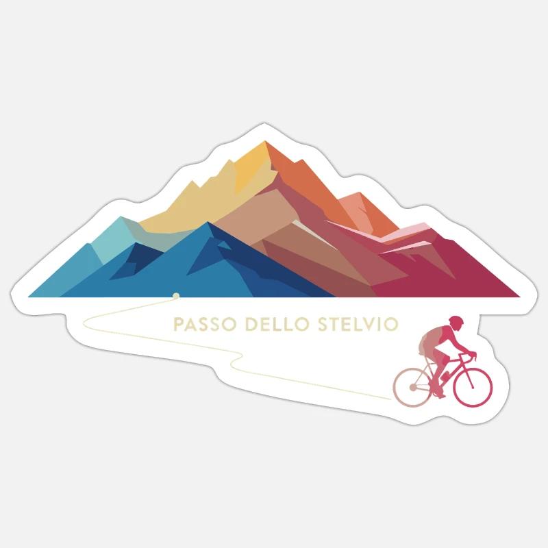 Montée cycliste du col du Stelvio Sticker taille S (10 x 10 cm)
