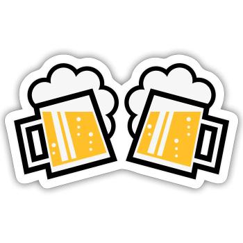 2 chopes à bière bavaroise Prosten (chopes à bière / 3C) - Sticker taille S (10 x 10 cm) - blanc mat - Devant