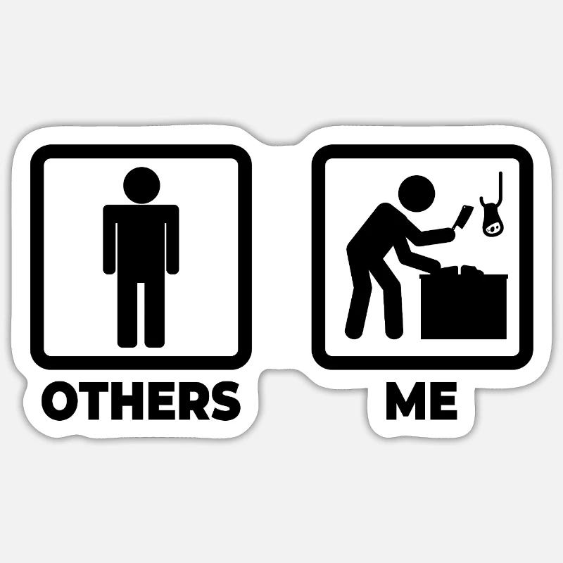 Figurines bâton de boucher - Sticker taille S (10 x 10 cm) - blanc mat