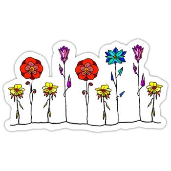 Blumen - Sticker Größe S (10 x 10 cm) - Mattweiß - Vorne