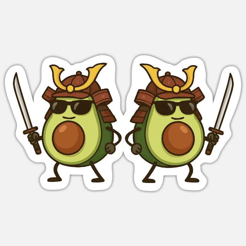 Avocado Samurai 2 - Sticker size S (10 x 10 cm) - white matte