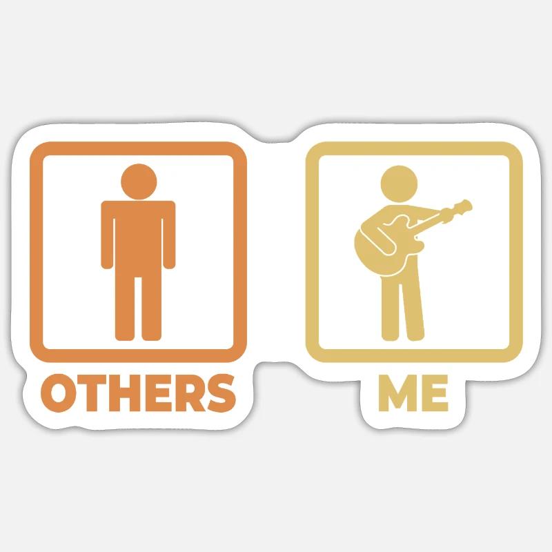Figurine de guitariste - Sticker taille S (10 x 10 cm) - blanc mat