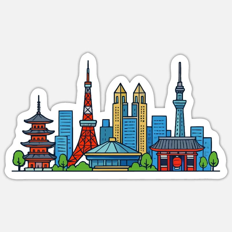 Tokyo - Sticker størrelse S (10 x 10 cm) - mat hvid