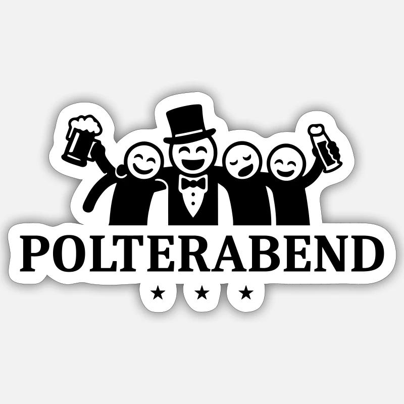 Polterabend Junggesellen - Sticker Größe S (10 x 10 cm) - Mattweiß