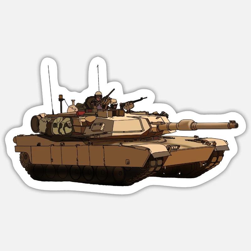 M1 Abrams - Sticker taille S (10 x 10 cm) - blanc mat