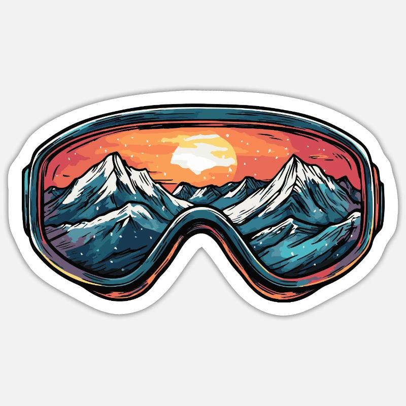 Ski Goggles Mountains Ski - Sticker size S (10 x 10 cm) - white matte